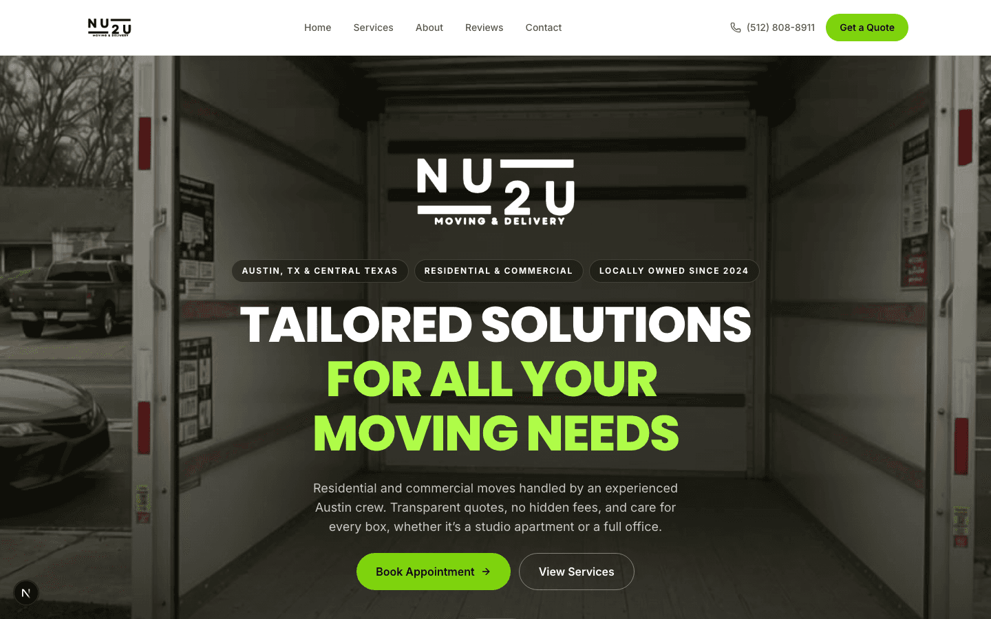 Nu2U Moving & Delivery website preview
