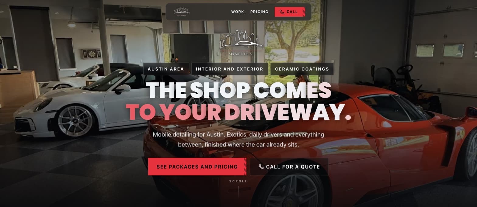 ATX Auto Detailing website preview