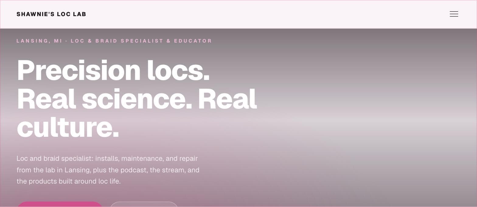 Shawnie's Loc Lab website screenshot